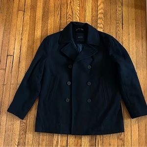 Nautical Double Breasted Peacoat - Wool-blend. Size Large